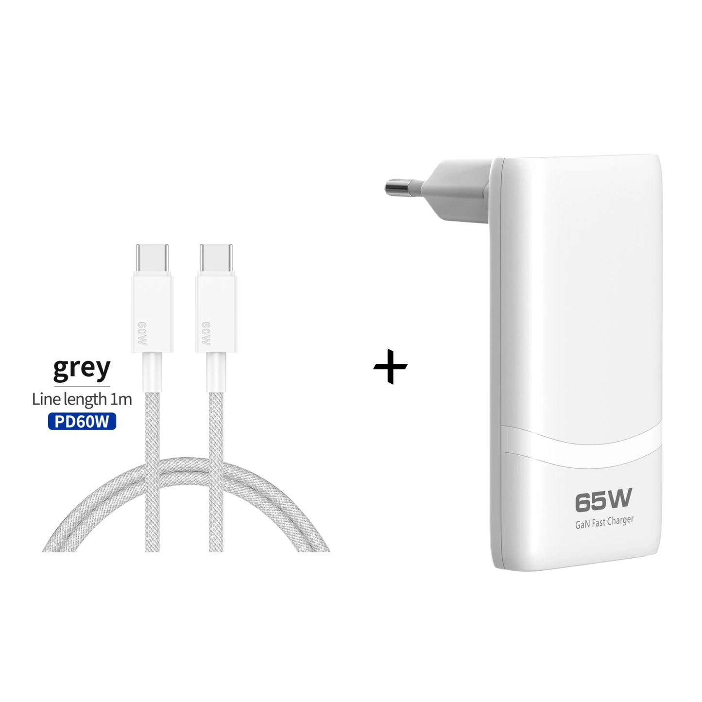 Caricatore GaN 65W Ultra Compatto – Doppia Porta USB-C con Ricarica Rapida