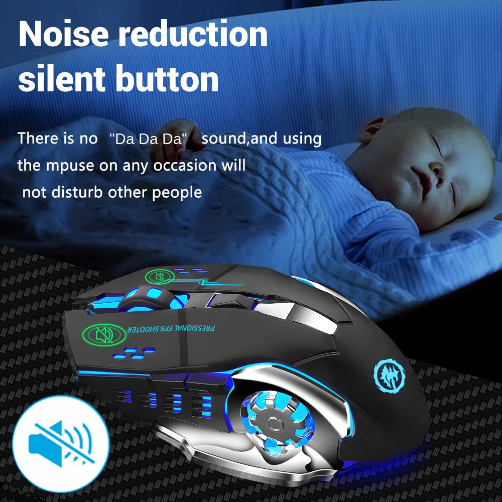 Mouse Wireless Bluetooth Ergonomico Ricaricabile – Silenzioso con Retroilluminazione RGB
