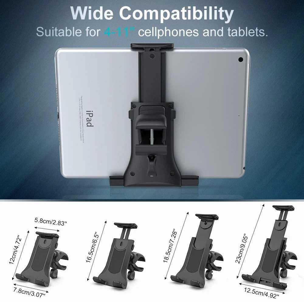 Supporto Tablet e Smartphone per Bici, Tapis Roulant e Manubrio – Universale 4-12 Pollici