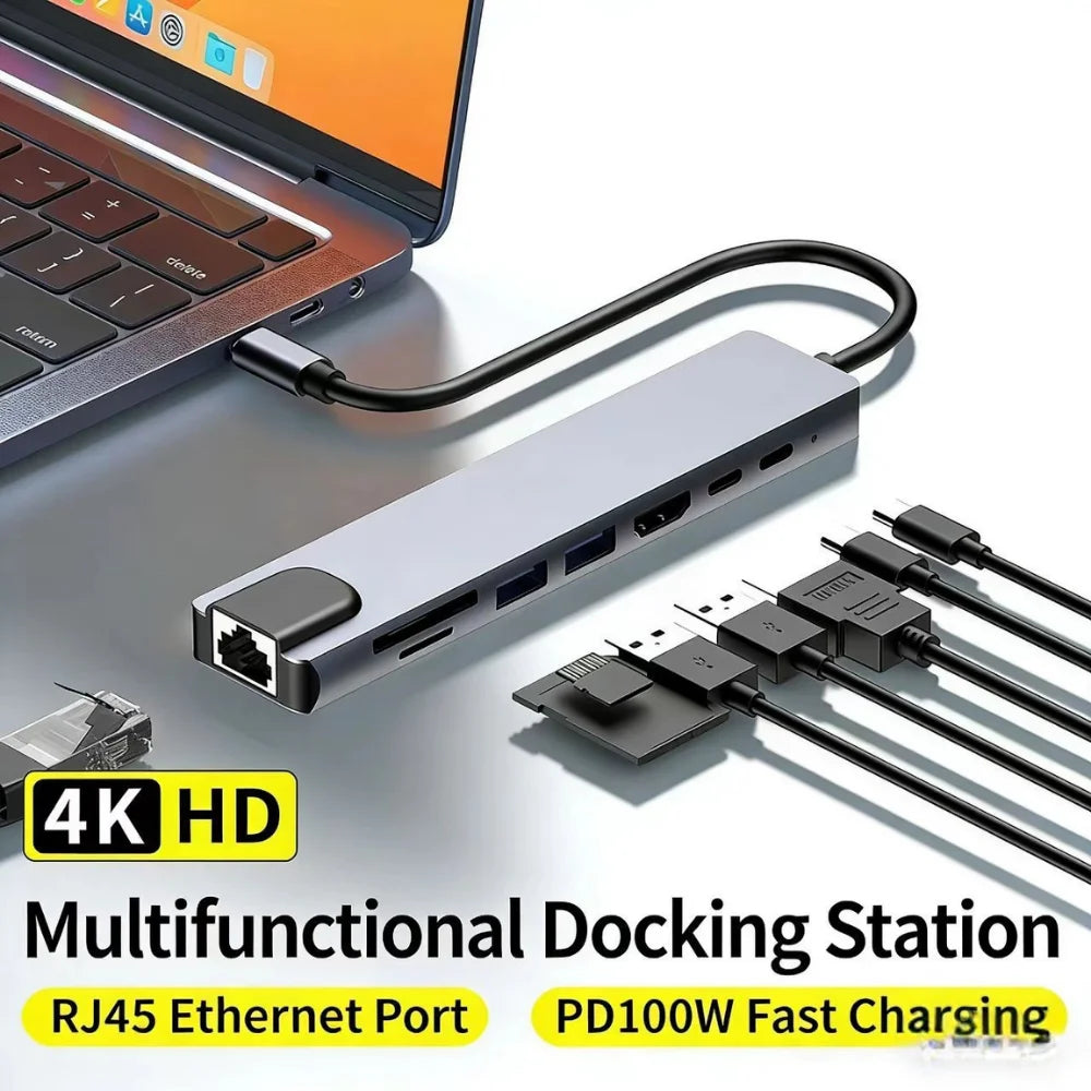 Hub USB-C 8 in 1 – Collega Tutto al Tuo Laptop