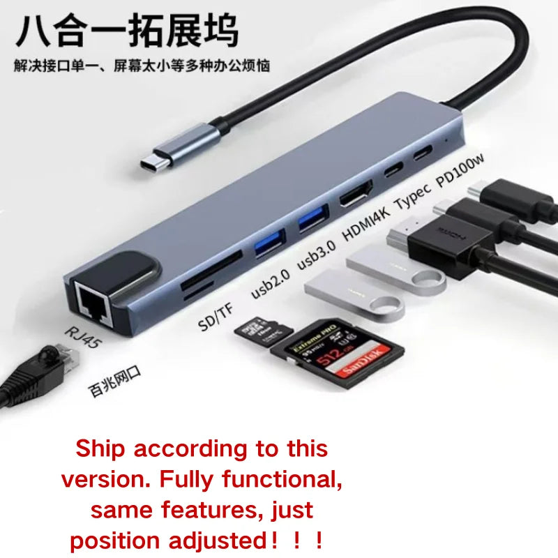 Hub USB-C 8 in 1 – Collega Tutto al Tuo Laptop