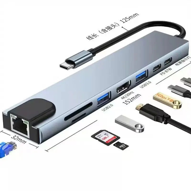 Hub USB-C 8 in 1 – Collega Tutto al Tuo Laptop