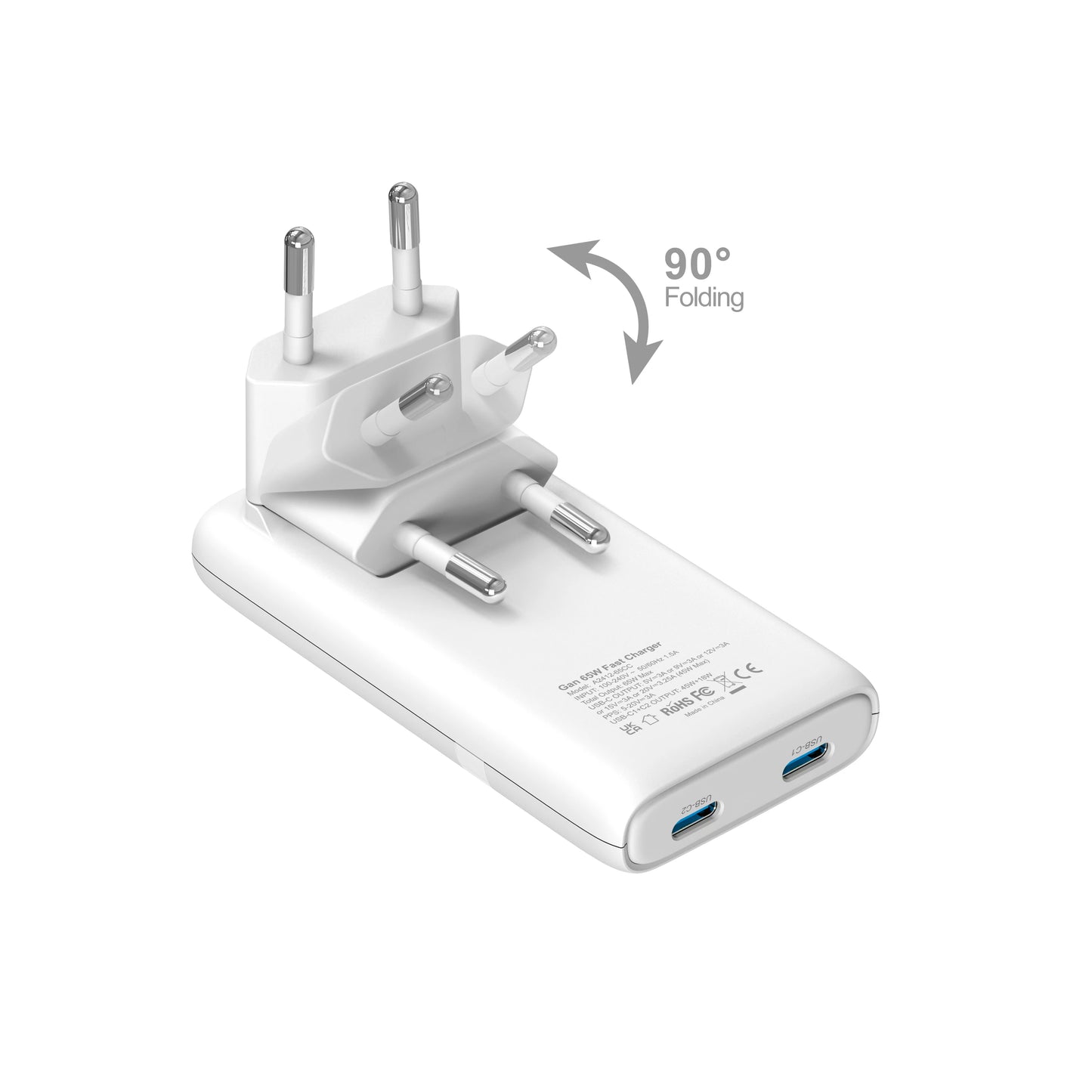 Caricatore GaN 65W Ultra Compatto – Doppia Porta USB-C con Ricarica Rapida