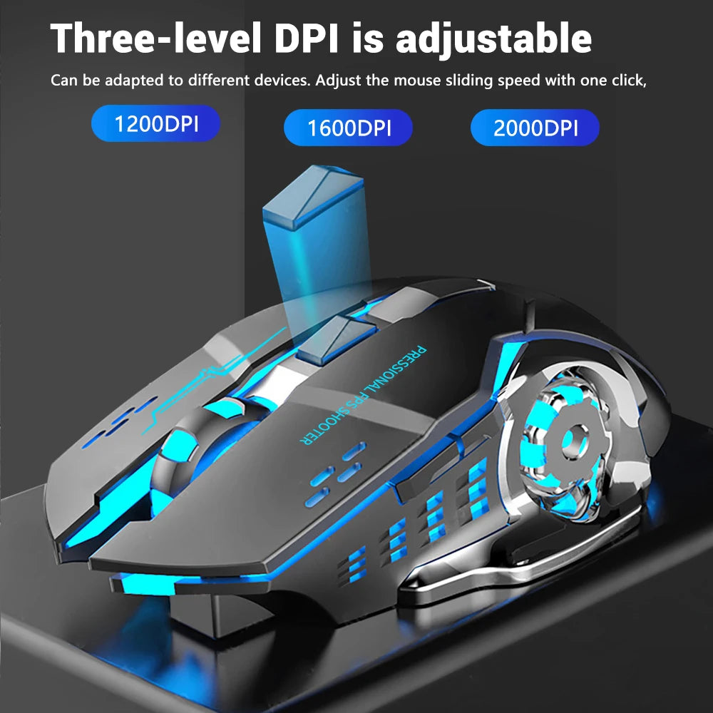 Mouse Wireless Bluetooth Ergonomico Ricaricabile – Silenzioso con Retroilluminazione RGB