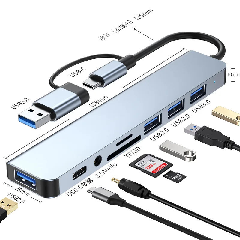 Hub USB-C 8 in 1 – Collega Tutto al Tuo Laptop