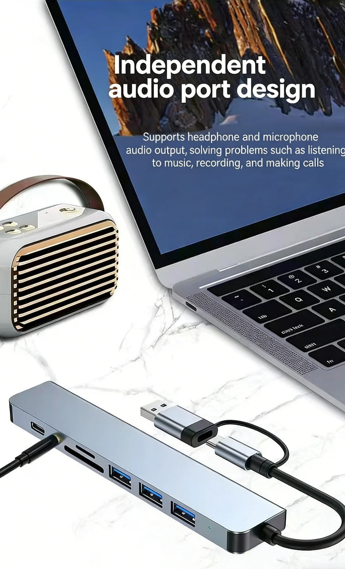Hub USB-C 8 in 1 – Collega Tutto al Tuo Laptop