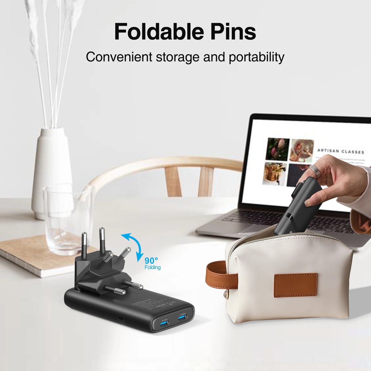 Caricatore GaN 65W Ultra Compatto – Doppia Porta USB-C con Ricarica Rapida