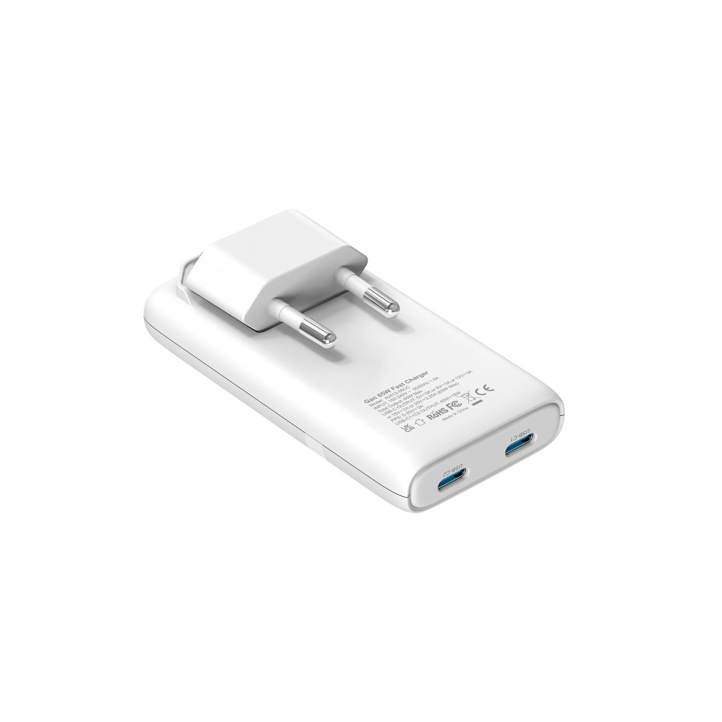 Caricatore GaN 65W Ultra Compatto – Doppia Porta USB-C con Ricarica Rapida