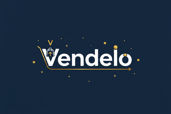 Logo Vendelo blu scuro con stelle